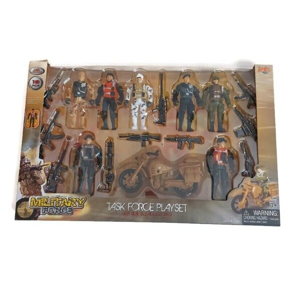 Military Force Task Force Playset 4" Action Figures 18 Pieces Motorcycle Ages 3+ - Picture 1 of 6